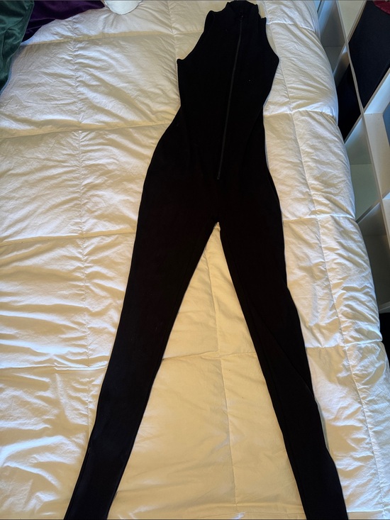 Pants - Black Sleeveless Zip-Front Jumpsuit